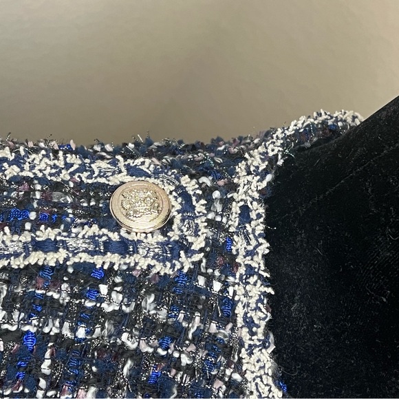 Jealous Tomato Blue/Black/White Tweed Blazer - Picture 2 of 7